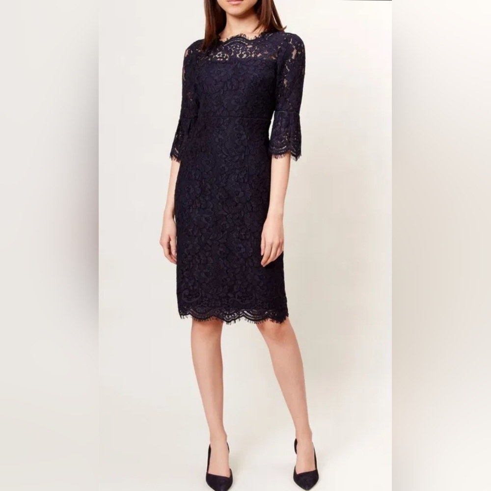 HOBBS VANESSA PENCIL DRESS NAVY LACE SIZE US 4 NWT - Picture 4 of 16